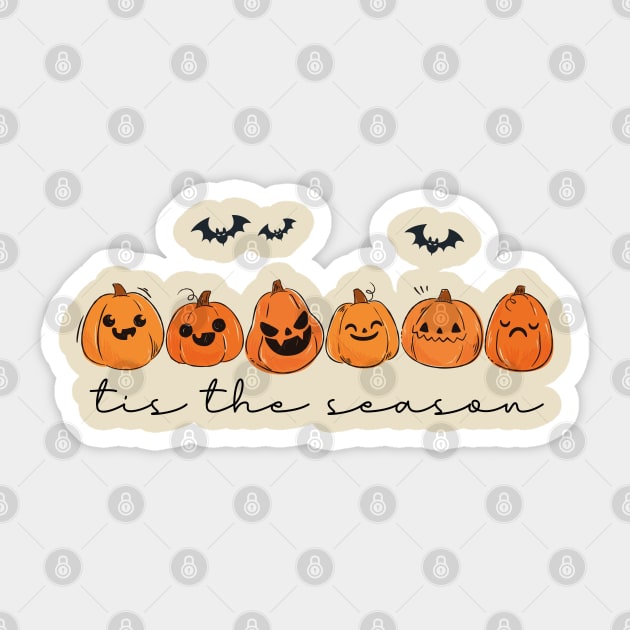 Autumn Tis The Season, Funny Halloween, Spooky Season, Festive Designs, Vintage Pumpkin season, Trendy Autumn, Happy Fall Y'all Sticker by AMRIART